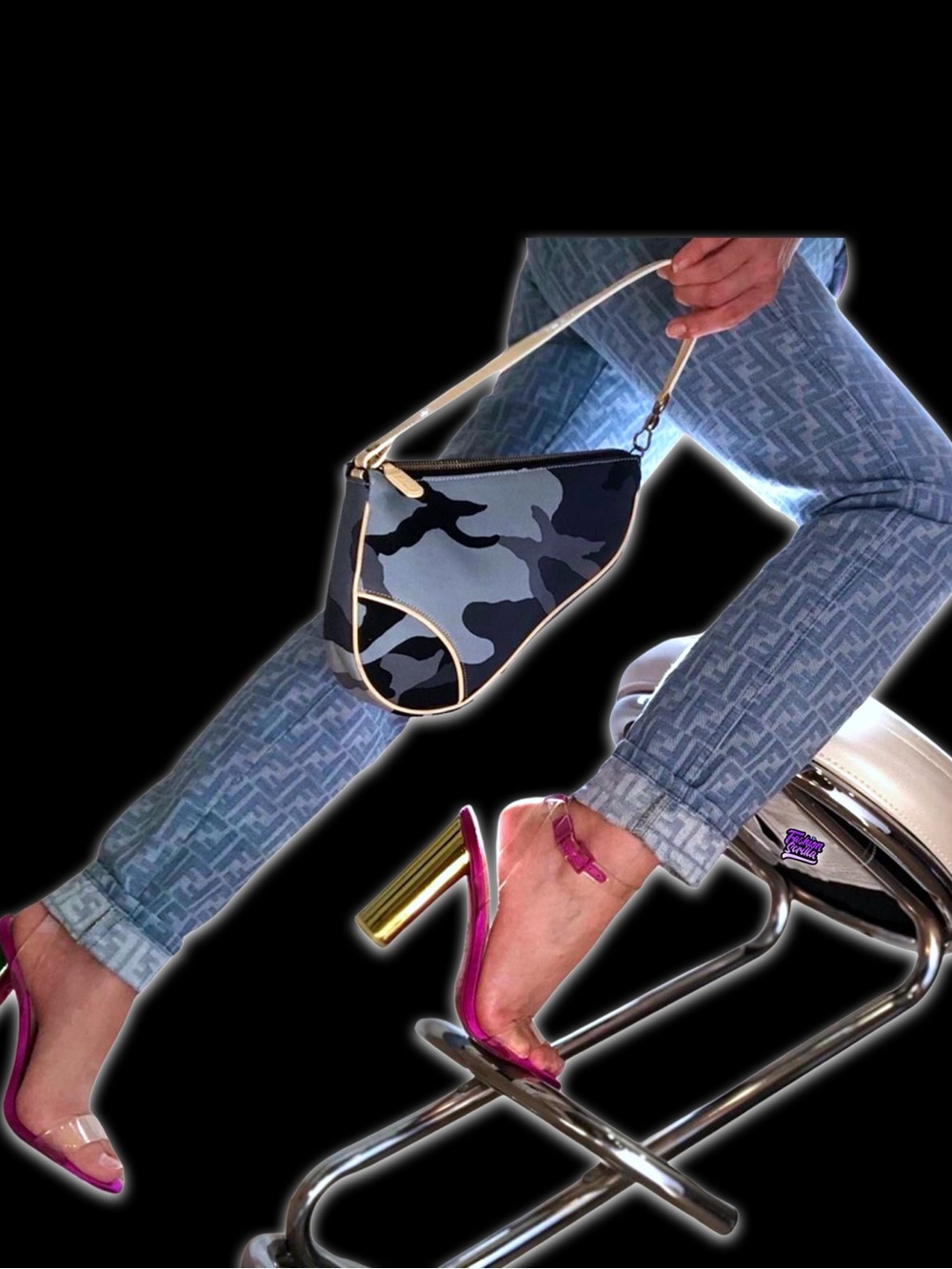 Vintage Dior Blue Camouflage Y2K John Galliano Mini Saddle Handbag - Picture 13 of 15